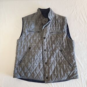 Men's Reversible Quilted Black and Gray Vest Made In Italy